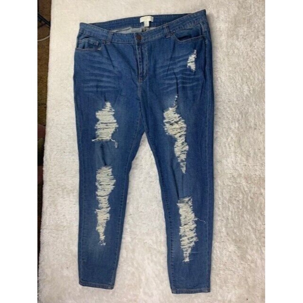 Forever 21 Size 18 Womens Jeans Stretch Distressed Ankle High Rise